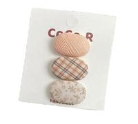 3PCS Fabric Hair Clips, Oval Colourful Plaid Cute Side Clips No Hair Hurt orange