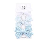 3PCS Fabric hair clips, sweet and cute side clips made by hand with beautiful bow flowers blue