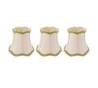 3Pcs Fabric Lampshade, 5.1 Inch E14 Beige Bell Lampshades with Gold Edge Tapered Light Shade Bedroom Pendant Lampshade Wall Lamp Shade Candle Chandelier Lampshades