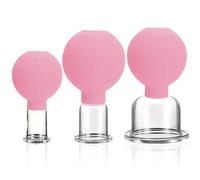 3PCS Face Cupping Set, 3 Size Facial Suction Cup for Anti Cellulite Massage, Reusable Eye & Face Cupping Plastic Set, Light Red