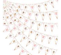 3PCS Fairy Party Banners - Triangle Pennant Banner for Woodland Fairy Garden Themed 1st 2nd 3rd 4th 5th Birthday Party Baby Shower Decorations