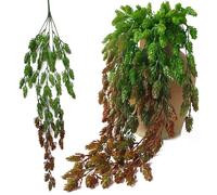 3Pcs Fake Hops Decor Faux Hops Garland Lifelike Plastic Vines Decoration Realistic Artificial Hop Vines Flowers Faux Hanging Greenery for Garden Wedding Party Outdoor Balcony Corridor Decor(Red&Green)