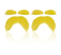 3Pcs Fake Moustache and Eyebrows,Yellow lorax Costume Mustache,Realistic Stick on Beard,Self-Adhesive False Beards,Funny Mustaches,Moustaches Brows for Men Women Kids Fancy Costumes Party (2 Sets)