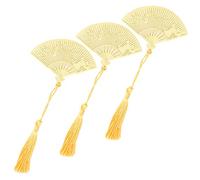 3Pcs Fan Bookmark, Antique Brass Metal Bookmarks, Chinese Folding Fan Shape with Magpie Pattern, Elegant Retro Bookmark for Readers, Writers, Students, Perfect Gift for Friends and