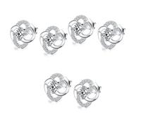 3pcs Fashion Rhinestone Flower Earrings Studs Women Elegant Jewelry for Daily Occasions