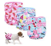 3PCS Female Pet Dog Cat Nappies Set,Washable Sanitary Wraps Panties for Puppy Reusable Nappies Super Absorbent Diapers for Small Medium Larg