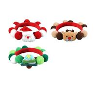 3PCS Festival Plush Pet Collars With Pompoms Christmas Theme Cartoon Santa Furry Collar For Cats And Dogs Holiday Props