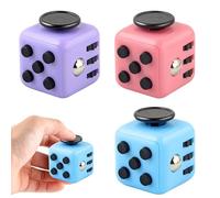 3Pcs Fidget Cube, Anti-Stress Six Faces Fidget Cubes, Stress Anxiety Relief Killing Time fidget_cube for Kids and Adults, for Classroom, Office, Home