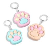 3Pcs Fidget Keychains, Cat Paw Keychain Fidget Keychain for Adults, Clicker Fidgets Keychains Bulk, Cute Sensory Fidgets Keyring for Anxiety, Stress Relief Items for Desk Office Quiet