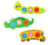 3Pcs Fidget Popper Sensory Baby Toys for Toddlers, Pop Fidget Toys for Airplane Travel Essential Activities, Baby Travel Toys for Toddler Montessori Toy Autism Autistic Gifts
