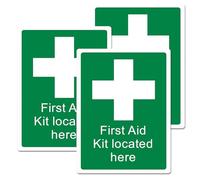 3Pcs First Aid Sign, First Aid Sticker, Self-Adhesive First Aider Signs, Safety Signs for First Aid Kit Stickers, First Aid Kit Sticker Located Here Safety Sign(15 x 20 cm)