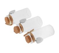 3pcs First Curl Teeth Keepsake Glass Bottle with Cork Stopper | Memorabilia Storage, Glass Container, Love Shaped Ornament, for Home Display and Shower Parties