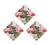 3PCS Flamingo Palm Trees Leaf Car Air Freshener Hanging Scented Cards Cute Gray Car Fresheners Long Lasting New Cars Scents for Women Men Natural Air Freshener with Lanyard Automotive Freshies