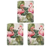 3PCS Flamingo Palm Trees Leaf Car Air Freshener Hanging Scented Cards Cute White Car Fresheners Long Lasting New Cars Scents for Women Men Natural Air Freshener with Lanyard Automotive Freshies