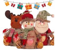 3Pcs Flax Christmas Apple Bags Zipper Reusable 2024 New Chritmas Eva Santa Snowman Snowflake Deer Shaped Apple Candy Bags Bulk Storages For Chritmas Party Decor