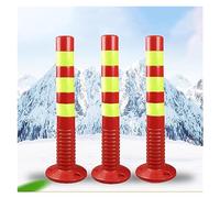 3PCS Flexible PVC Traffic Bollards - Reflective Delineator Posts for Crowd Control with Expansion Bolts - Red & Yellow Safety Cones for Street & Road Protection