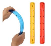 3Pcs Flexible Ruler Set, 30 cm/12 Inch Translucent Shatterproof Plastic Bendy With Inches and Centimeters for Kids Adults Classroom School Home Office (Red Yellow Blue)