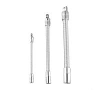 3pcs Flexible Socket Extension Bar Set, 1/4 3/8 1/2 Inch Drive Compatible, 145mm 205mm 250mm Lengths, Metal Wobble Extension Bar for Socket Wrench