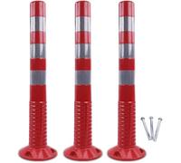 3pcs Flexible Traffic Bollards With Reflective Tape, Pvc Parking Posts For Crowd Control, Durable Security Barriers With Expansion Bolts