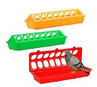 3Pcs Flip Top Small Poultry Feeder sturdy PP Chick Feeder Waterer Poultry Feeding Tray Trough Dish Dispenser for Brooder Ducks Pigeon flip-top