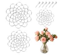 3Pcs Floral Arranging Tool Set with 6 clips, Flower Arrangement Holder, Reusable Flower Grid for Vase, Floral Stems and Bouquets Fixation, Flowers Arrangement Accessories for Home and DIY Displays