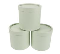 3pcs Flower Arrangement Bucket Box, 12cm Cylinder Paper Holder | Light Green, Decorative Bow and Butterfly Bow Included, for Weddings Outdoors, Bouquet Packing
