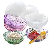 3PCS Flower Bowl Resin Mold,Acxydm Unique Lotus Bowl Silicone Mold,3D Container Storage Mold for Jewelry Candle Holder, Silicone Molds for Resin,Concrete Molds Succulent Pot Makeup Organizer