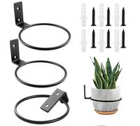 3Pcs Flower Pot Holder Ring, 6inch Foldable Heavy Duty Metal Wall Mounted Flower Pot Ring Holder Plant Hanging Bracket for Garden Fence Balcony Home Decoration