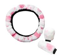 3Pcs Fluffy Cow Print Steering Wheel Covers Winter Warm Furry Plush Steering Wheel Covers with Fluffy Gear Shift Cover Handbrake Cover Universal Automotive Steering Wheel Protector Warmer Fit 37-38cm