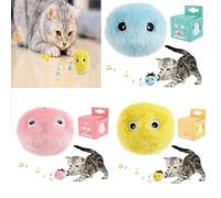 3PCS Fluffy Plush Cat Toy Balls, Realistic Frog Cricket and Bird Chirping Sounds Toys, Refillable Catnip Plush Ball, Interactive Cat Toy Balls Cats Dog Kitty Kitten Puppy Exercise (Blue+Pink+Yellow)