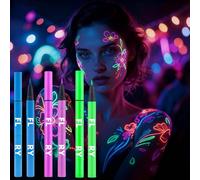 3PCS Fluorescent UV Neon Eyeliner & Face Paint Kit - Liquid Liners in Blue Purple Green, Waterproof Sweat Resistant, Bright Glow Under UV Light for Concert Parade Show Eye and Face Makeup (3PCS-B)