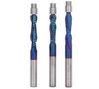 3Pcs Flush Trim Router Bit Set, Carbide Tipped Upward Down Milling Cutter with 1/4 Inch Shank for Wood MDF Plywood, Includes Storage Box for CNC Table Router