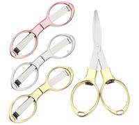 3Pcs Folding Scissors, Portable Travel Scissor Sewing Sharp Scissors Stainless Steel Retractable Small Scissor for Travel Home Office Outdoor Nurse (Gold, Silver,Rose Gold)