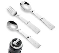 3pcs Folding Spoon and Fork for Thermos Funtainer Food Jar 16oz, Multi-Functional Stainless Steel Foldable Spoon Fork Replacement Portable Cutlery Set for Thermos Outdoors Picnic Camping