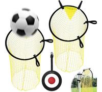 3Pcs Football Training Equipment with 2 Top Bins Nets Targets & 1 Football Target, Shootings Accuracy Train Goal Net to Improve Skills,Rebounder Goal to Practice Soccer Footwork for Free/Penalty Kicks
