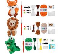 3Pcs for Beginners, DIY Craft, Great for Crochet Lovers, Animal Kits, Yarn, Hook, Birthday, Holiday for Adults and Kids(with Step by Step Videos)