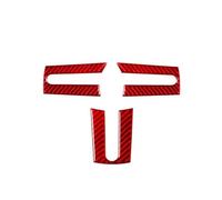 3pcs For Ford For Mustang 2005 2006 2007 2008 2009 Black Carbon Fiber Car Interior Steering Wheel Cover Trim Frame FIXCOR(Red)