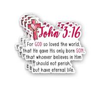 (3Pcs) for God So Loved The World Christian Sticker Inspirational Bible Verse John 3:16 Jesus Faith Prayer Vinyl Decal for Tumbler Laptop Water Bottles Book Car Phone - Size 3x2.7