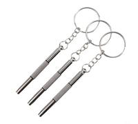 3PCS for mini 3in1 Screwdriver Bundle for Glasses Watch Cellphone Repair - Compact Keychain Tool Flat Head Star Nut 60mm Silver Metal(3PCS)