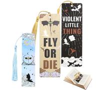 3PCS Fourth Wing Dragon Bookmark with Small Tassels Double-Sided Acrylic Fantasy Bookmarks Unique Cool Book Marker Gifts for Reading Lovers Teachers Readers Kids Adults Men Women