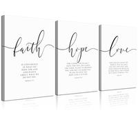 3Pcs Framed Faith Hope Love Bible Verse Canvas Wall Art Christian Scripture Quote Posters Prints Inspirational Religious Wall Decor Pictures Paintings for Living Room Bedroom Home Decoration