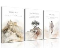 3Pcs Framed Jesus Wall Art Christian Bible Verse Canvas Posters Prints Minimalist Bible Stories Scripture Wall Decor Pictures Religious Artwork for Living Room Bedroom Church Decoration 12x16in