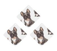 3PCS French Bulldog Car Air Freshener Hanging Scented Cards Cute Gray Car Fresheners Long Lasting New Cars Scents for Women Men Natural Air Freshener with Lanyard Automotive Freshies