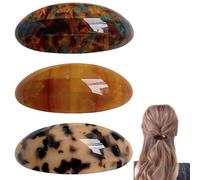 3PCS French Design Hair Barrette, French Acetate Hair Barrette Large Oval Snap Hair Clips Vintage Tortoise Shell Hair Clips for Women Girls Thick Hair