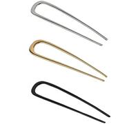 3Pcs French Hair Pin Metal, French Twist Hair Pin U Shaped, Fork Gold Silver Black, Large Updo Hairpin, For Women Girls, Hairstyle Decorative Accessories