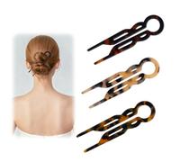 3Pcs French Hair Pin, Premium Acetate Hair Pins for Women, Double-Notch Hold U-Shaped Design Magic Hair Pin Set for Updos Buns And Ponytails