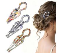 3pcs French Hair Pin, U-Shaped Prestige Magic Acetate Hair Clips, Twist Acetate Hairpin for Women Buns Thick Fine Long Curls Styling Accessories - Christmas White Elephant Present