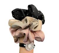 3PCS French Styles Rhinestones Scrunchie Elegant Ponytail Holder With Ruffle Fabric Fashion Hair Accessories For Women Premium Scrunchies Gift Set