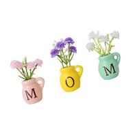 3Pcs Fridge Magnets, Minis Ceramic Vase with Artificial Flower, Tiny Pots Plant Vase Magnet for Refrigerator Kitchen Offices Minis Ceramic Fridge Magnets with Artificial Flower