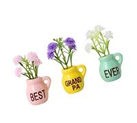 3Pcs Fridge Magnets, Minis Ceramic Vase with Artificial Flower, Tiny Pots Plant Vase Magnet for Refrigerator Kitchen Offices Minis Ceramic Fridge Magnets with Artificial Flower